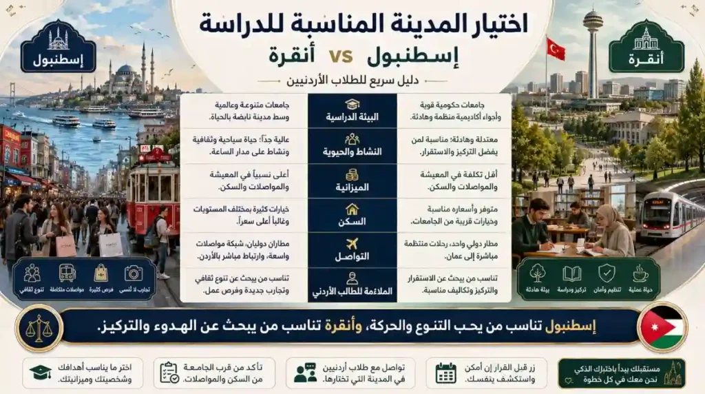 إسطنبول أم أنقرة للطلاب الأردنيين؟