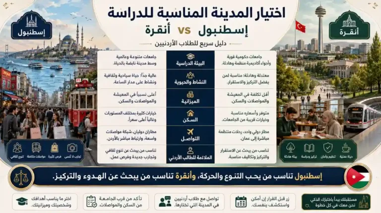 إسطنبول أم أنقرة للطلاب الأردنيين؟